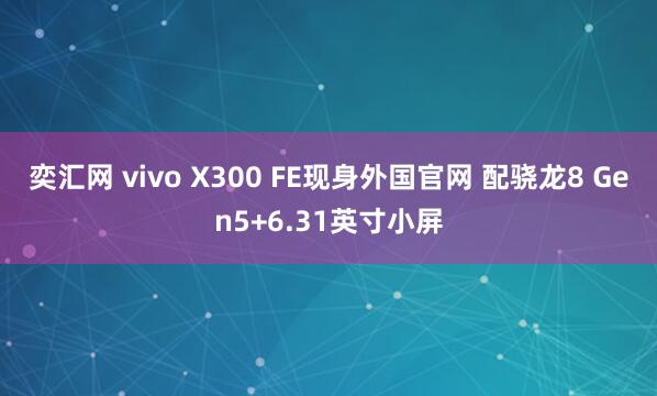 奕汇网 vivo X300 FE现身外国官网 配骁龙8 Gen5+6.31英寸小屏