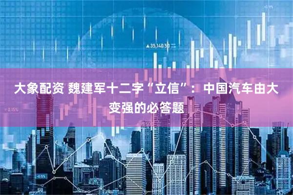 大象配资 魏建军十二字“立信”：中国汽车由大变强的必答题