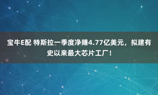 宝牛E配 特斯拉一季度净赚4.77亿美元，拟建有史以来最大芯片工厂！