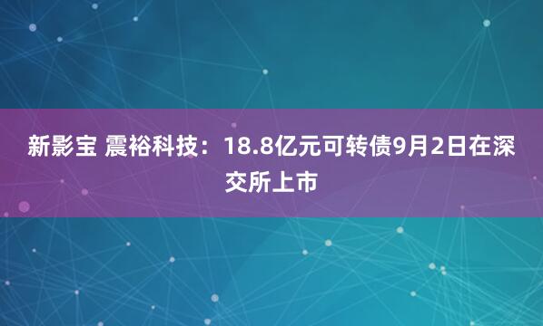 新影宝 震裕科技：18.8亿元可转债9月2日在深交所上市